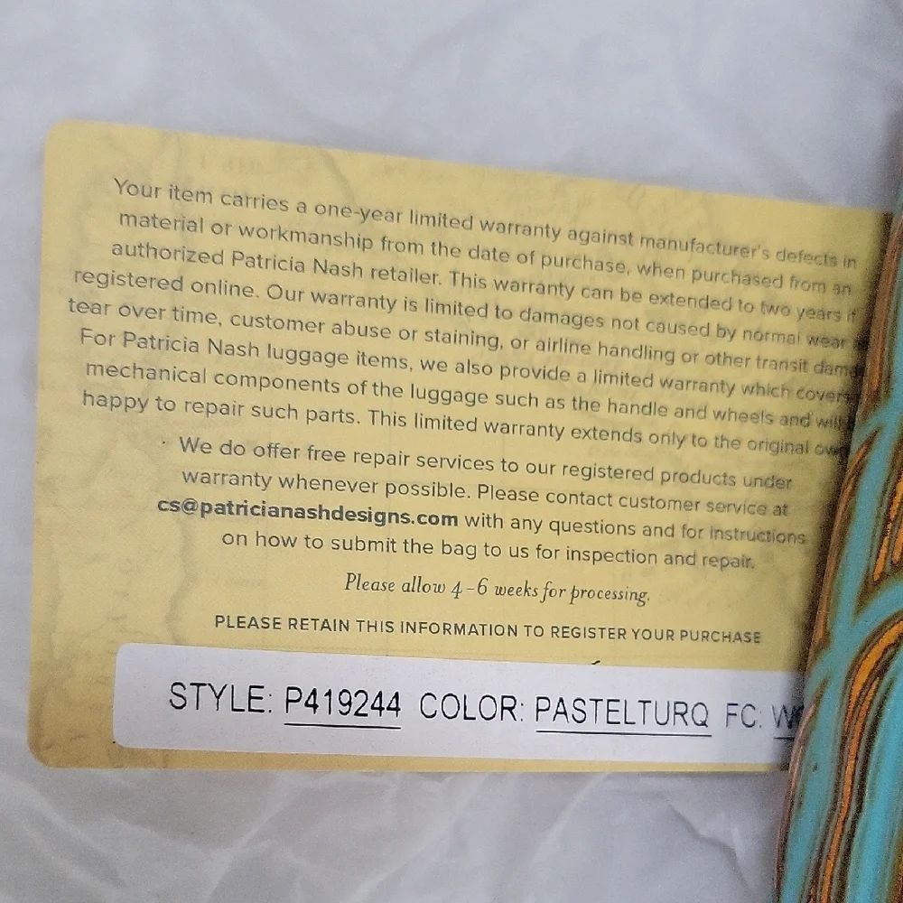 Patrcia Nash Turquoise Tooled Leather Wallet with Bronze Design RFID Protect